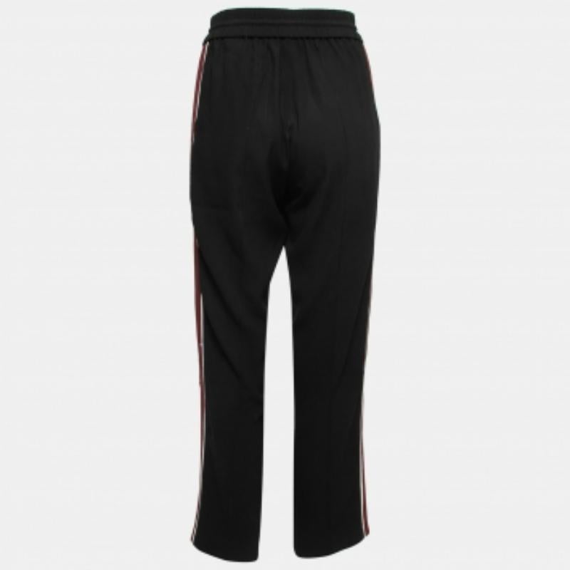 Kenzo Pantalones negros de crepé con rayas laterales S Negro en venta