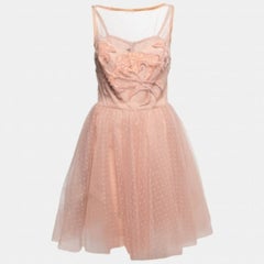 Elie Saab Light Dot Dotly Tulle Embellished Mini Flared Dress L