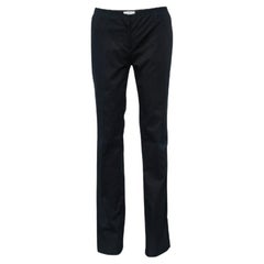 Prada Navy Blue Cotton Frayed Waist Detail Pants M