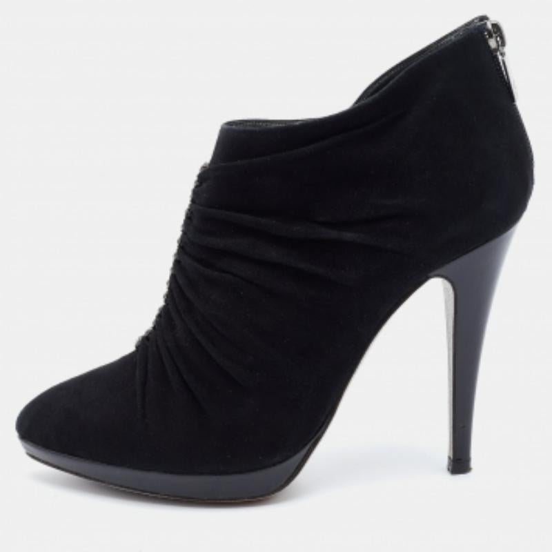 René Caovilla Botines de ante negro con cristales Talla 39