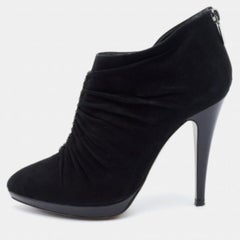 René Caovilla Black Suede Crystal embellished Ankle Length Boots Size 39