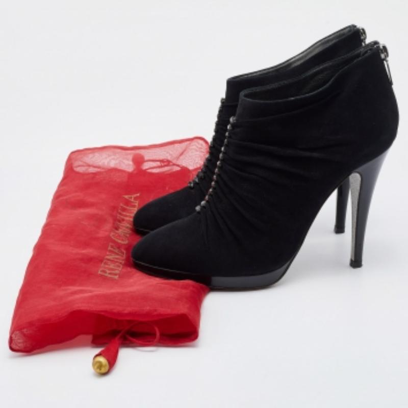 René Caovilla Botines de ante negro con cristales Talla 39 Negro en venta