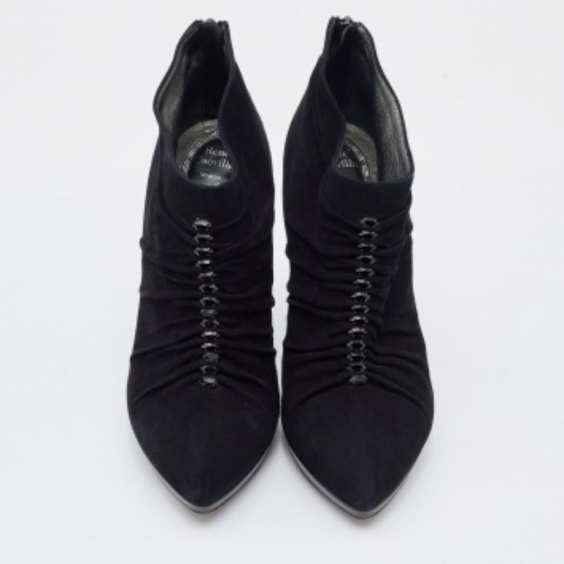 De las mujeres René Caovilla Botines de ante negro con cristales Talla 39 en venta