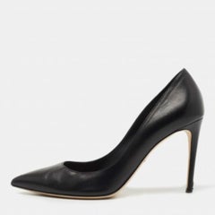 Used Dolce & Gabbana Black Leather Pointed Toe Pumps Size 40