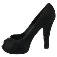 Louis Vuitton Black Suede Peep Toe Pumps Size 39