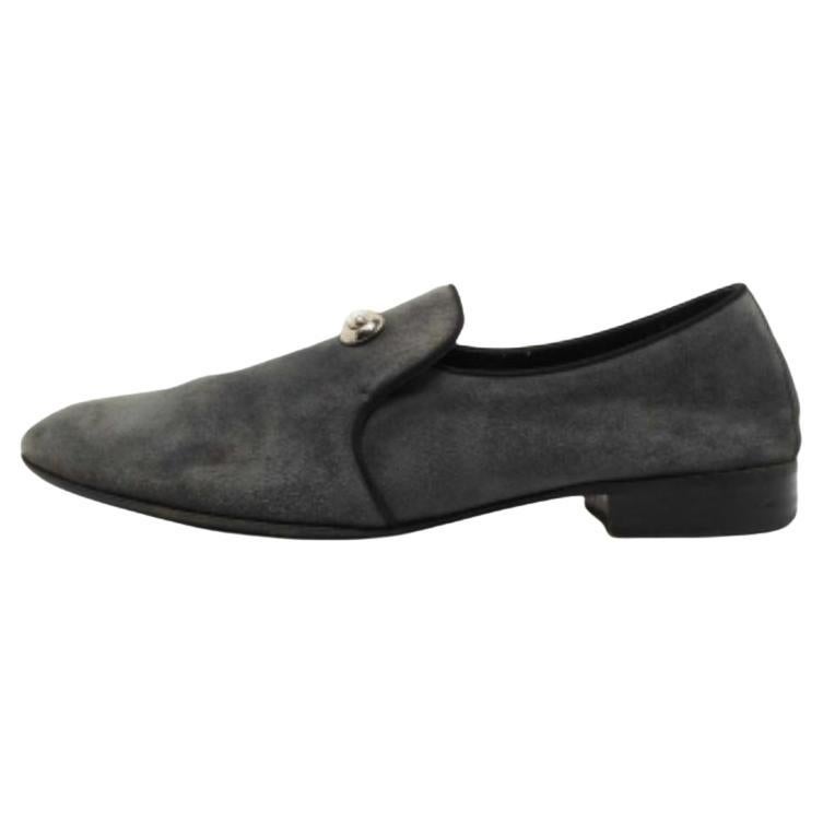Giuseppe Zanotti Grey Suede Archibald Smoking Slippers Size 41.5