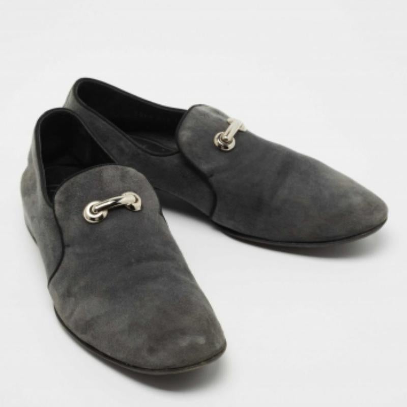 Giuseppe Zanotti Grau Wildleder Archibald Smoking Slippers Größe 41,5 (Schwarz) im Angebot
