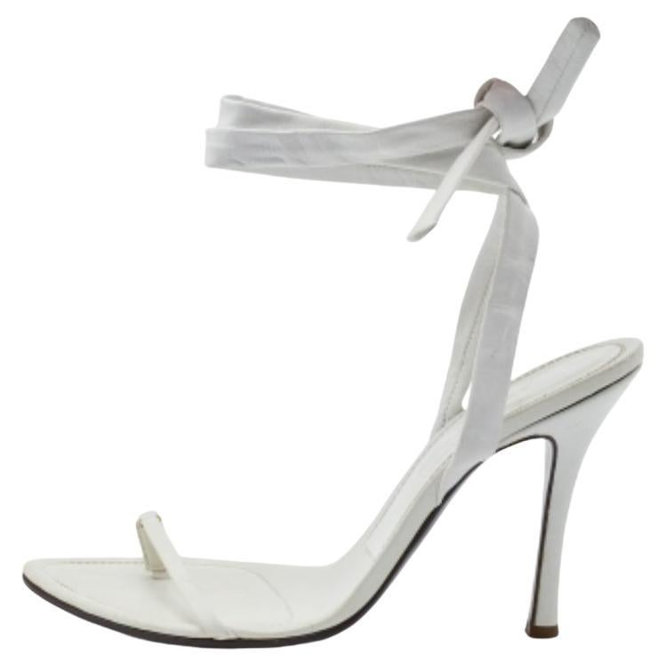 Sergio Rossi - Sandales à chevilles enveloppantes en cuir blanc, taille 38