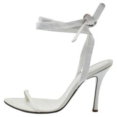 Sergio Rossi - Sandales à chevilles enveloppantes en cuir blanc, taille 38
