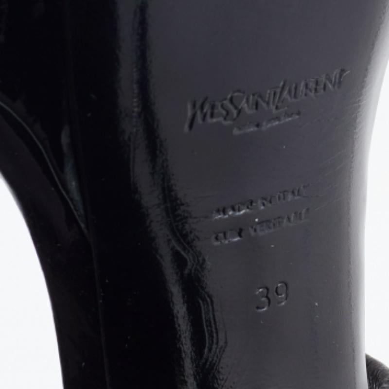 Yves Saint Laurent Sandales à plateforme en cuir et vernis noir Taille 39 en vente 4