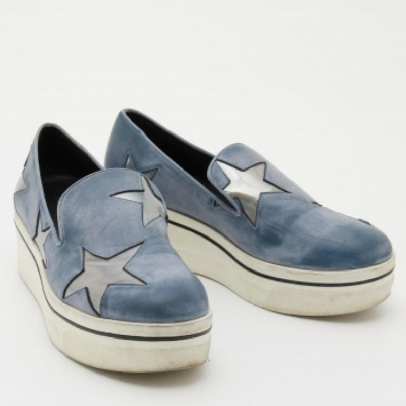 Donna Stella McCartney - Sneakers Binx Star Slip On in finta pelle blu bicolore - misura 37 in vendita