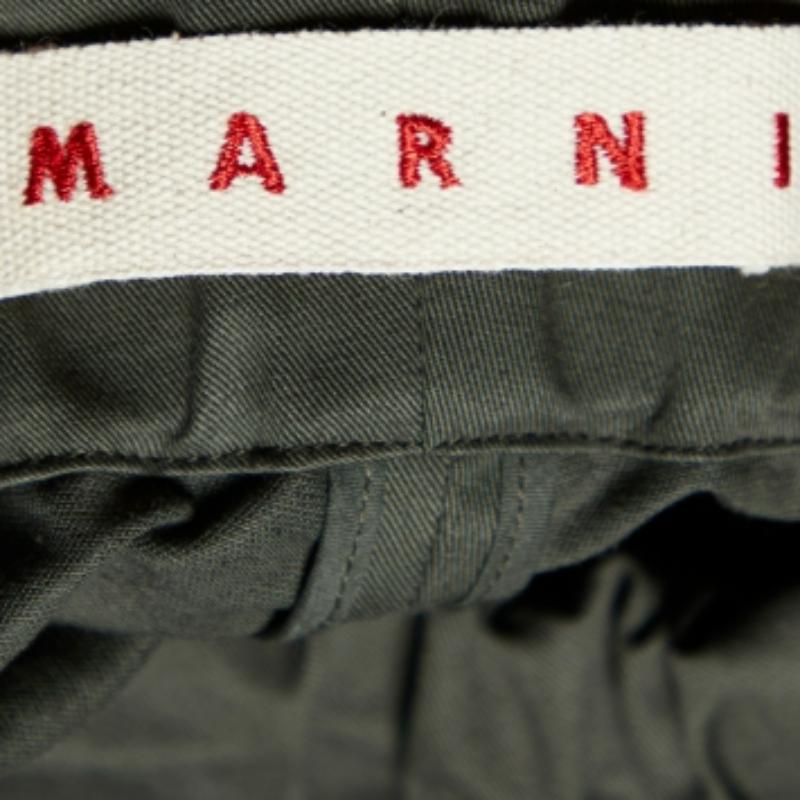Leggings in cotone verde militare di Marni con vita elasticizzata S In condizioni buone in vendita a Dubai, Al Qouz 2