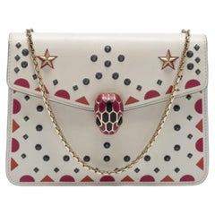 Used Bvlgari Printed and Embroidered Leather Small Serpenti Forever Shoulder Bag