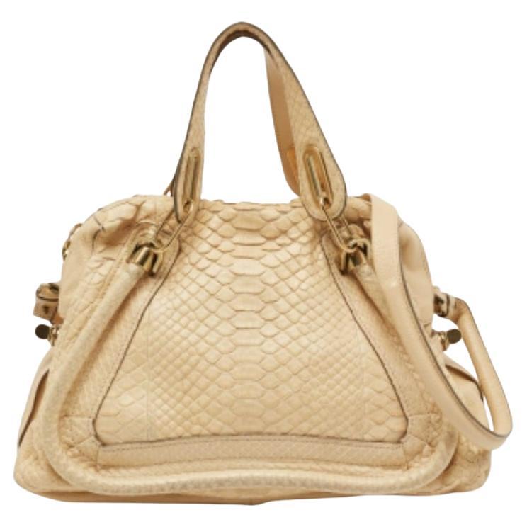 Chloe Borsa media Paraty in pitone beige in vendita