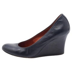 Lanvin - Décolleté con zeppa in pelle nera misura 37.5