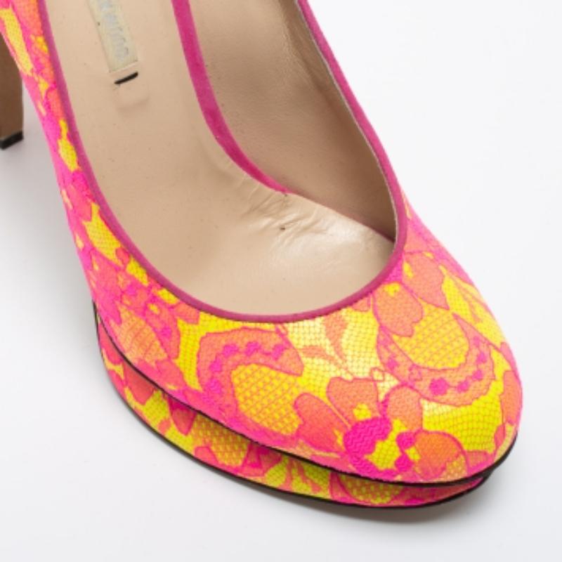 Donna Nicholas Kirkwood - Décolleté con plateau in raso e pizzo bicolore - misura 38 in vendita