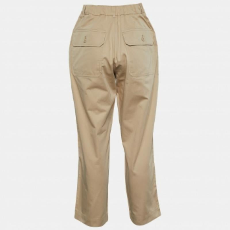 Pantaloni chino in cotone Max Mara beige S In condizioni ottime in vendita a Dubai, Al Qouz 2