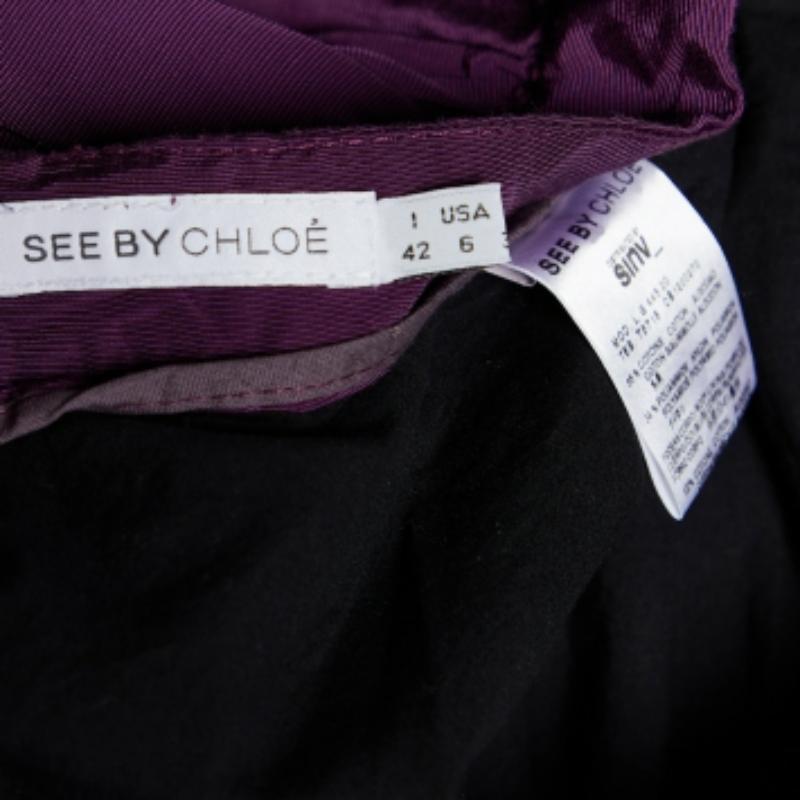 Viola See By Chloe - Minigonna a pieghe in cotone viola con dettaglio a cravatta M. in vendita