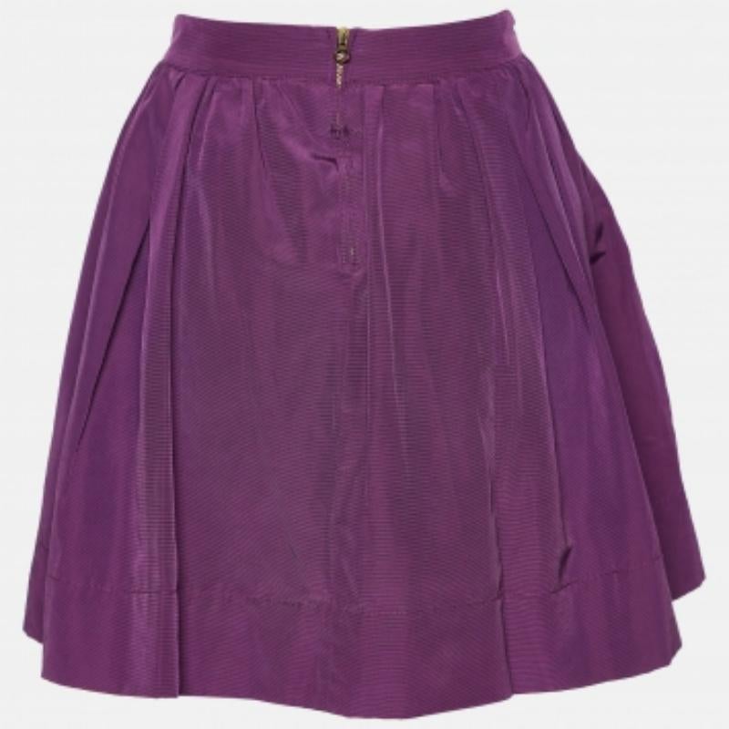 See By Chloe - Minigonna a pieghe in cotone viola con dettaglio a cravatta M. in vendita 1