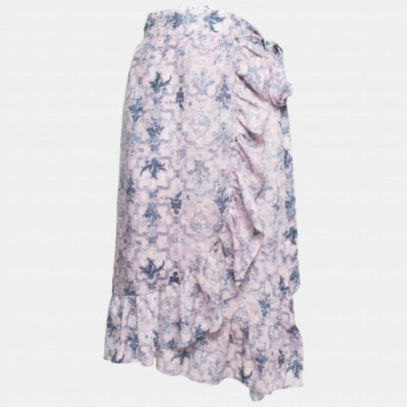 Grigio Isabel Marant Etoile - Gonna a portafoglio in lino stampato rosa L in vendita