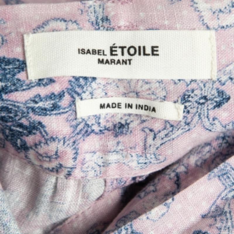 Donna Isabel Marant Etoile - Gonna a portafoglio in lino stampato rosa L in vendita