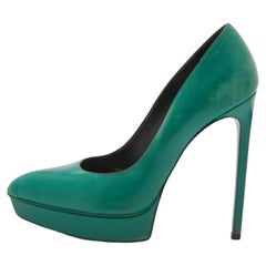 Saint Laurent Greene & Greene Leather Classic Janis Platform Pumps Taglia 38