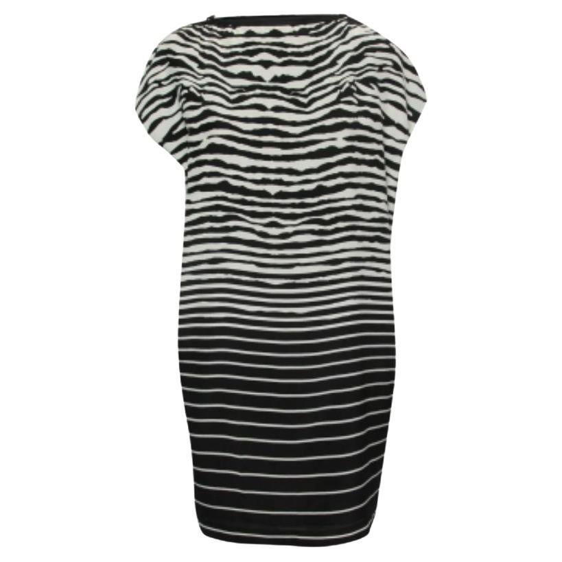 McQ Alexander McQueen - Vestito midi a righe nere con dettaglio zip M. in vendita