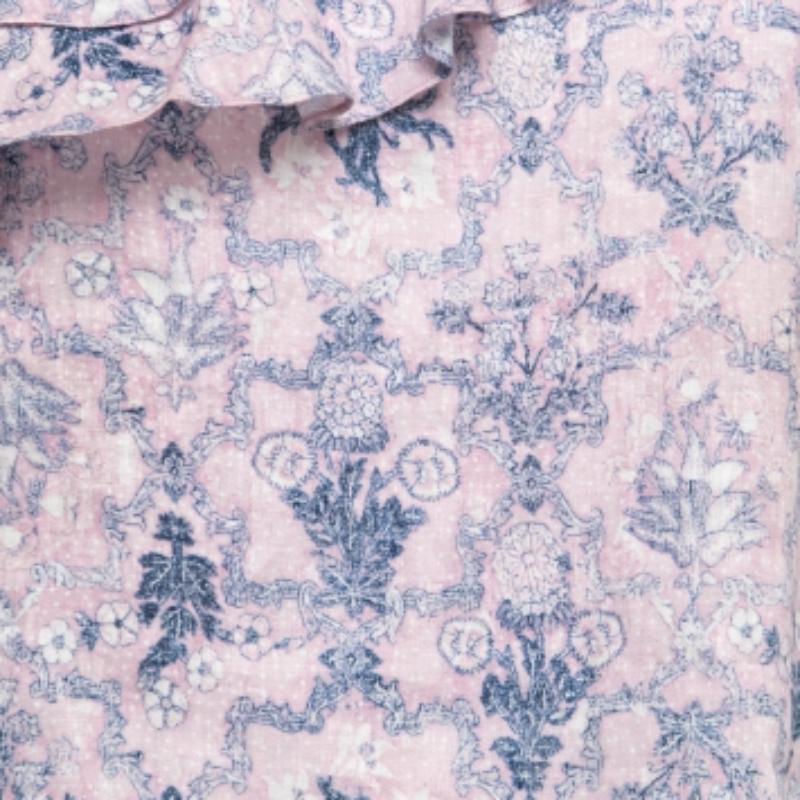 Donna Isabel Marant Etoile Top monospalla in lino stampato rosa con volant L in vendita