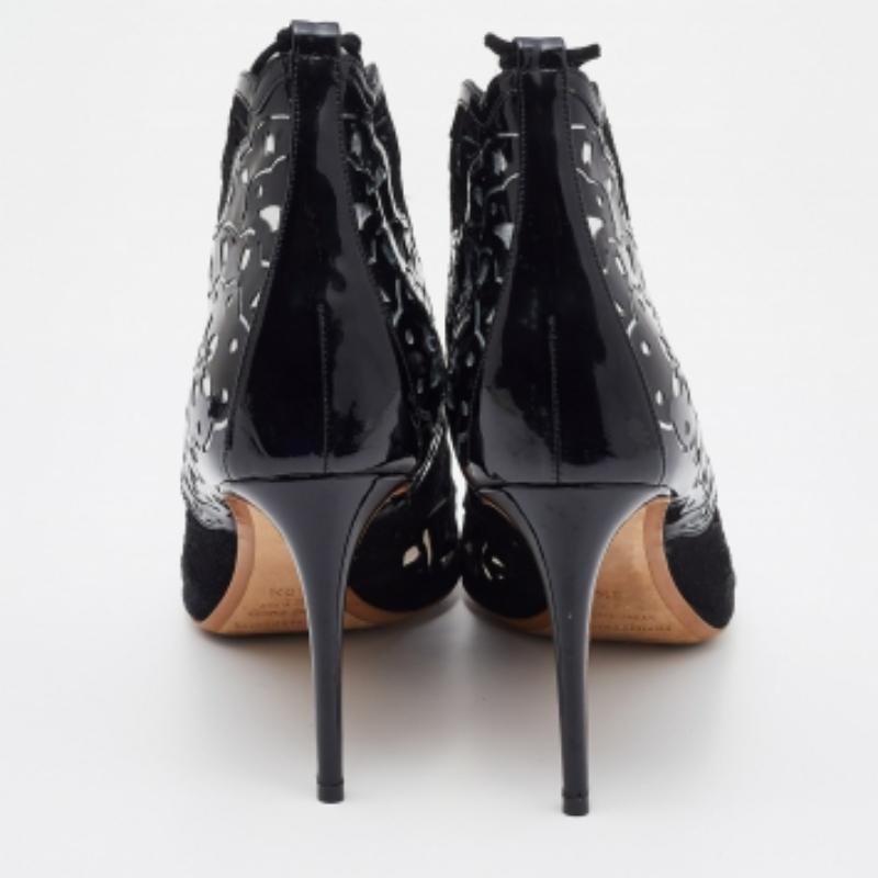 Nicholas Kirkwood Botines con cordones de ante láser plateado y charol Talla 40.5 en venta 2