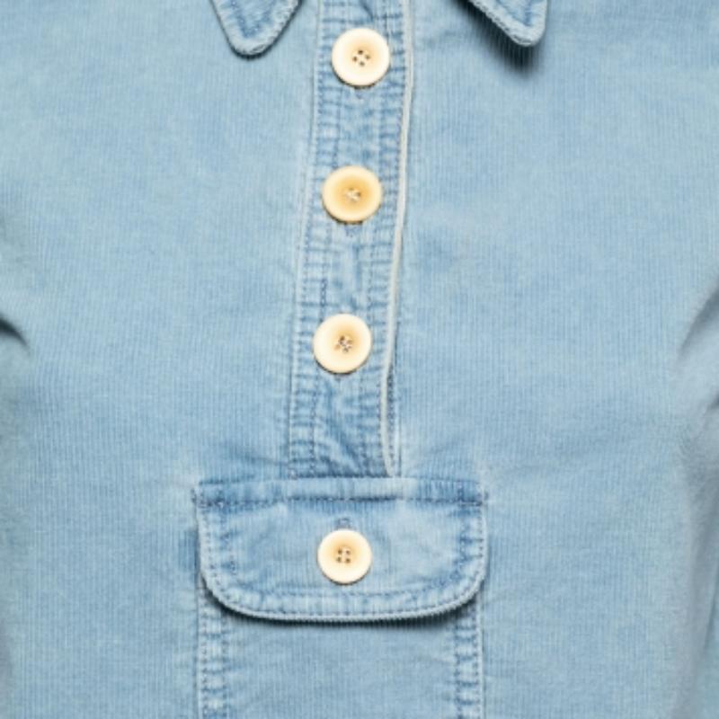 Donna Chloe - Top a coste azzurro con dettaglio tasca - S in vendita