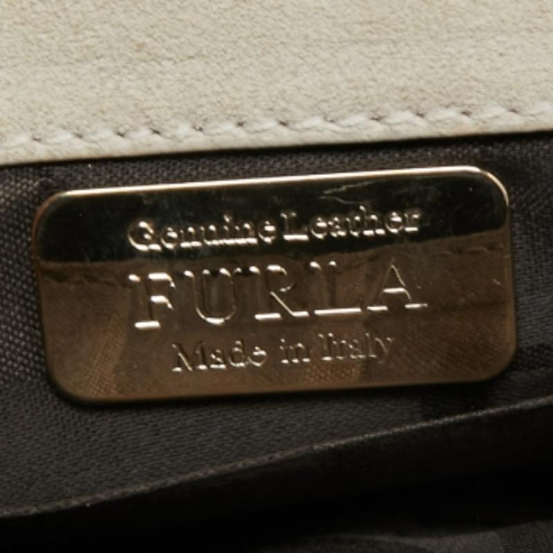Furla Borsa a tracolla in pelle oro/crema e pitone goffrato in vendita 2