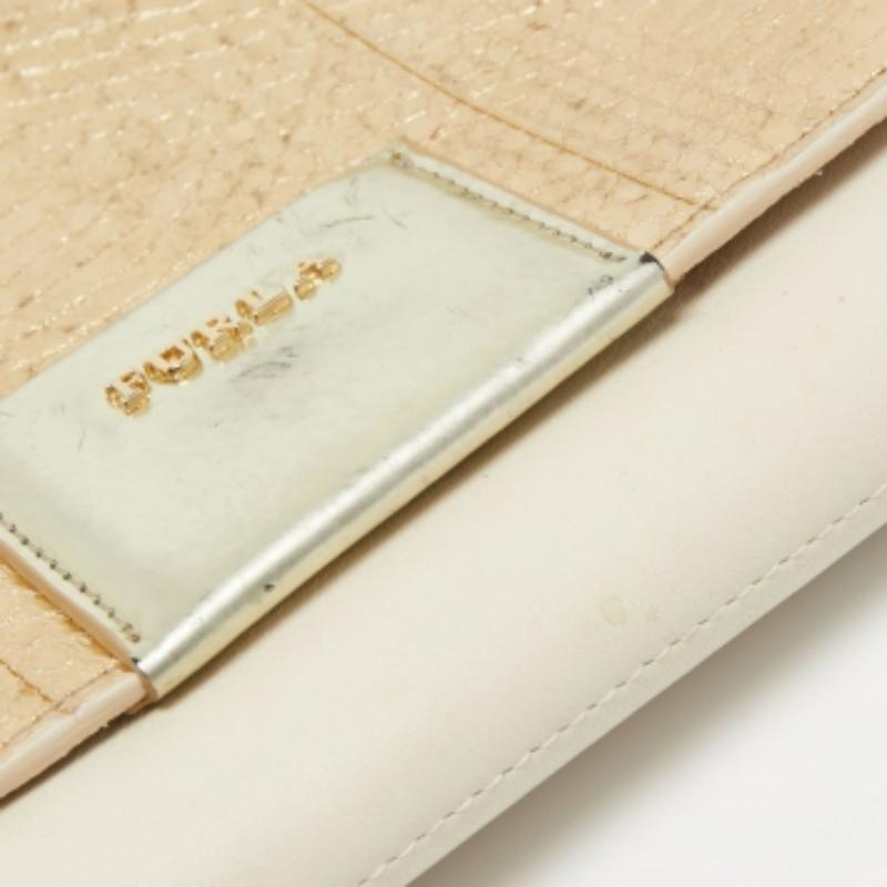 Furla Borsa a tracolla in pelle oro/crema e pitone goffrato in vendita 5