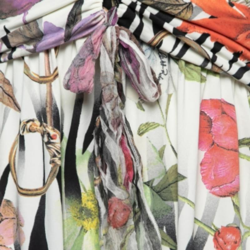 Donna Class by Roberto Cavalli Top in jersey stampato con fiori di colore bianco I.L.A. in vendita
