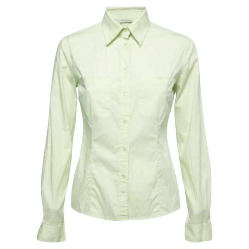 Emporio ARMANI Camisa con botones de algodón verde lima M en venta