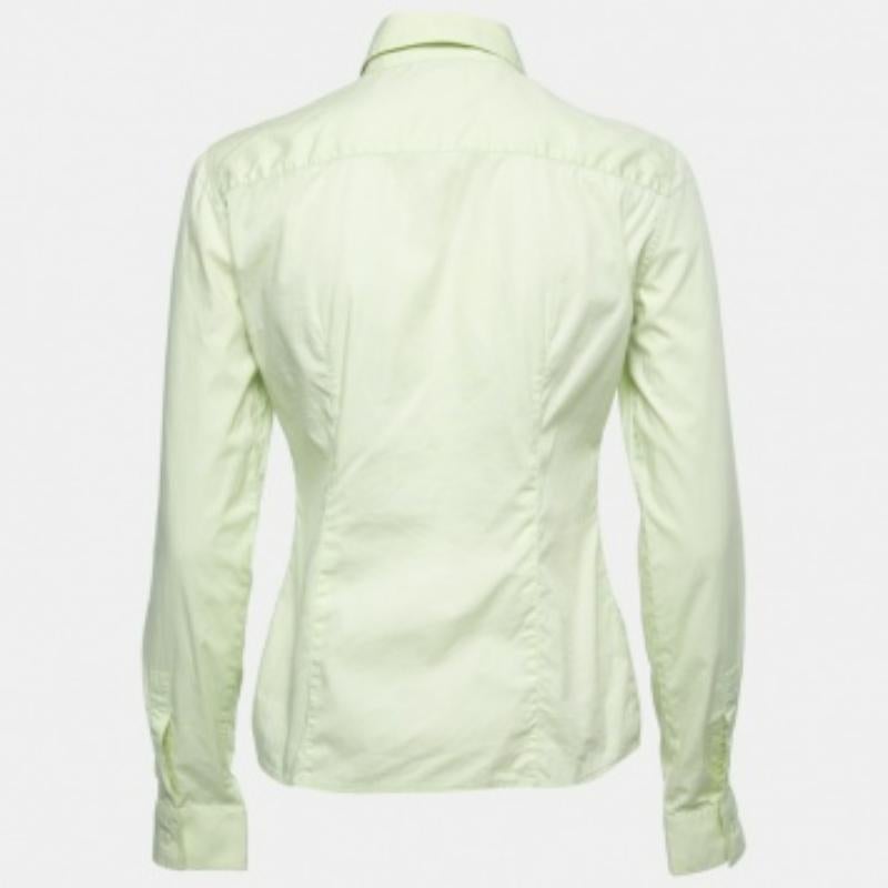 Emporio ARMANI Camisa con botones de algodón verde lima M Verde en venta