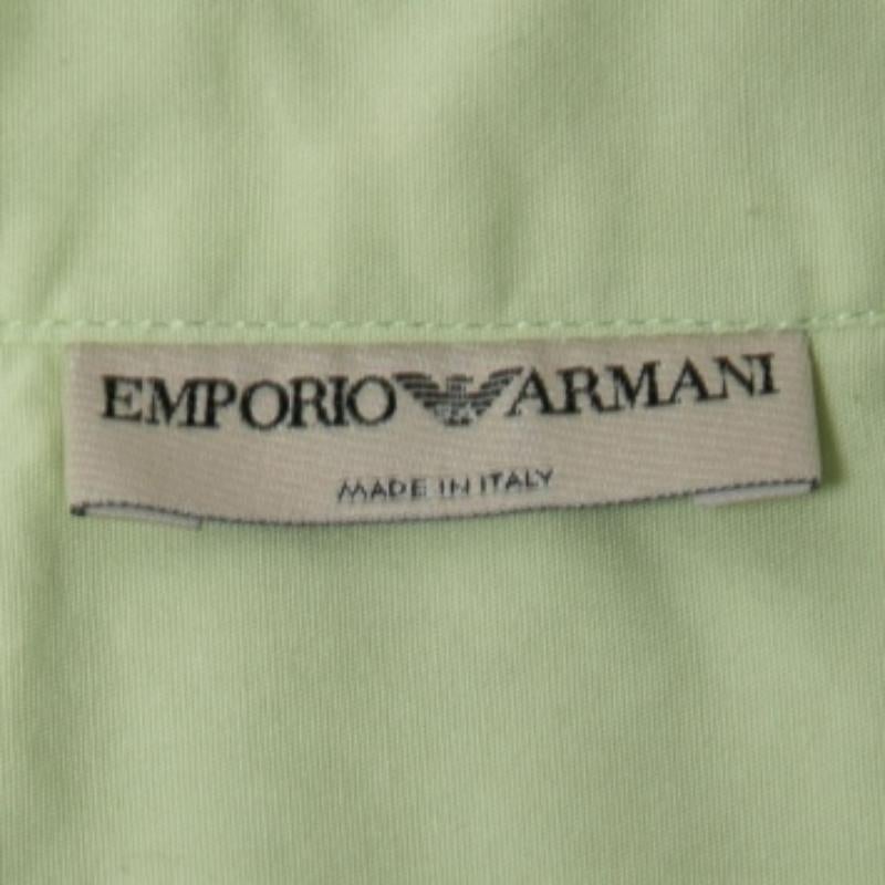 Emporio ARMANI Camisa con botones de algodón verde lima M en venta 1