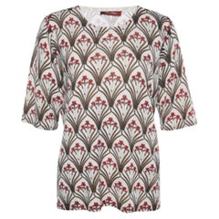 Max Mara Studio A Beige Top in maglia di lana e seta con stampa floreale XL