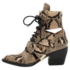 Chloe Stivaletti Rylee in pelle goffrata pitone marrone/nero misura 36