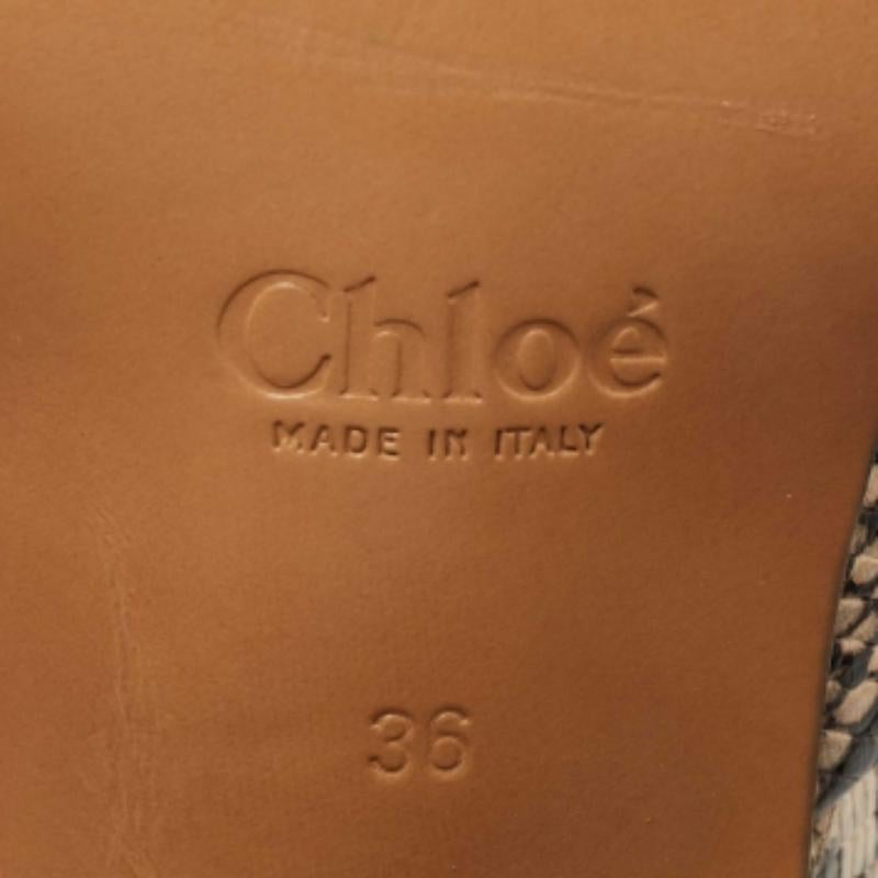 Chloe Stivaletti Rylee in pelle goffrata pitone marrone/nero misura 36 in vendita 3