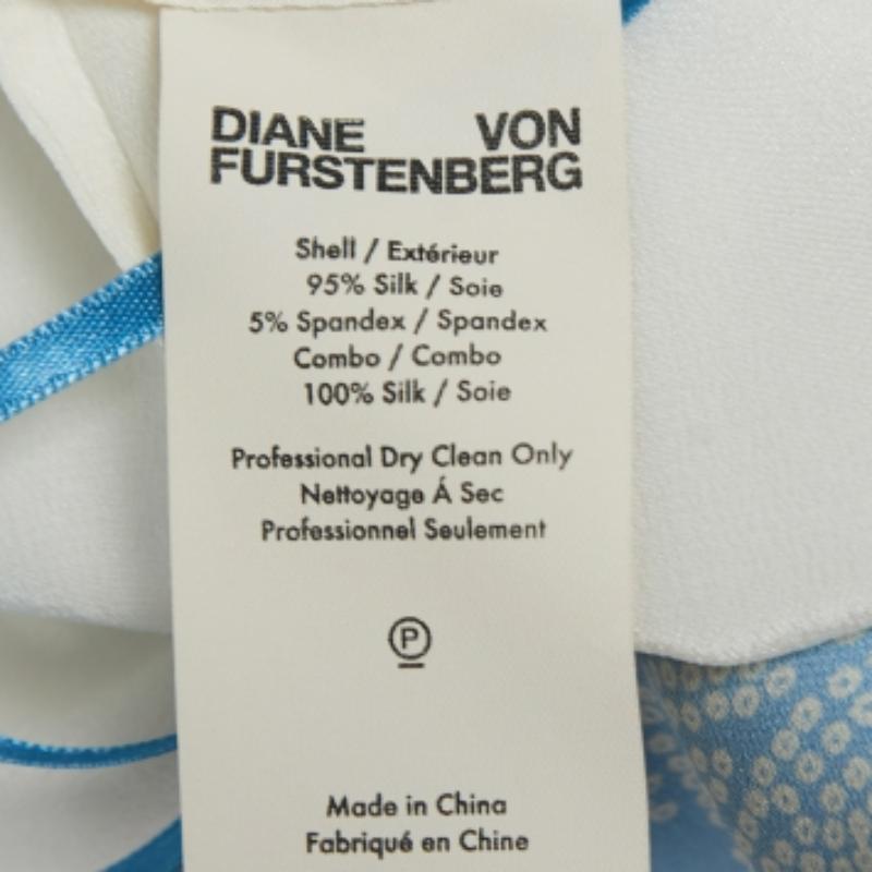 Donna Diane von Furstenberg - Top in seta stampata a contrasto blu M. in vendita