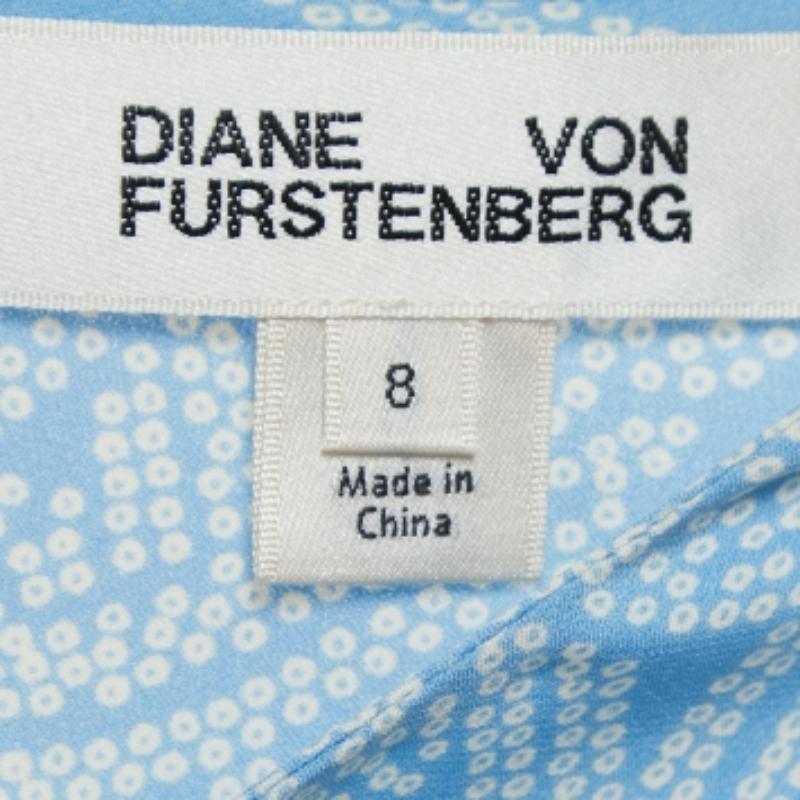Blu Diane von Furstenberg - Top in seta stampata a contrasto blu M. in vendita