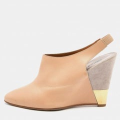 Chloe - Décolleté con zeppa in pelle beige misura 37