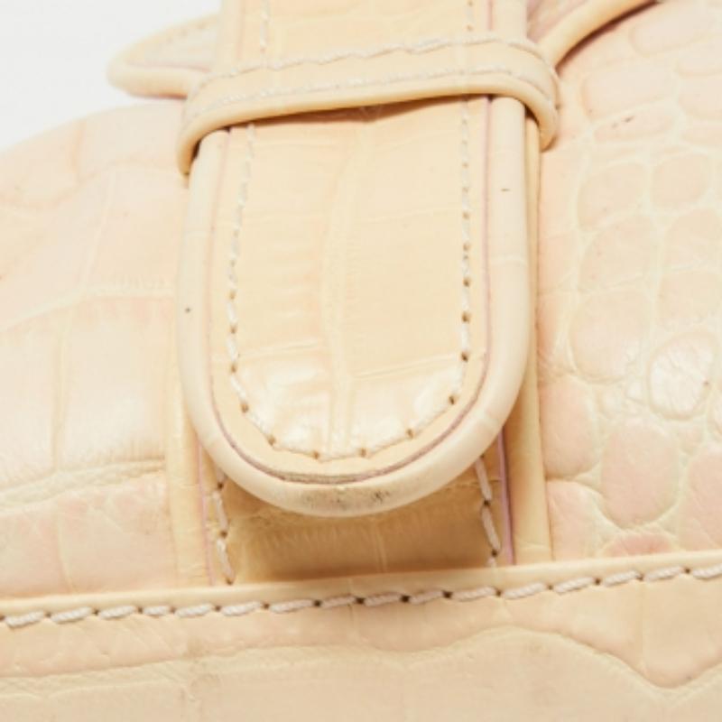 Gianfranco Ferrè Borsa Boston in pelle goffrata alligatore beige in vendita 4