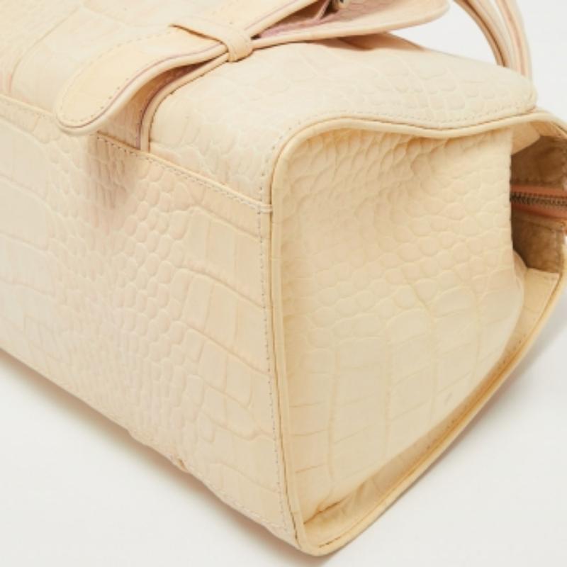 Gianfranco Ferrè Borsa Boston in pelle goffrata alligatore beige in vendita 1