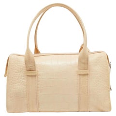 Gianfranco Ferrè Borsa Boston in pelle goffrata alligatore beige