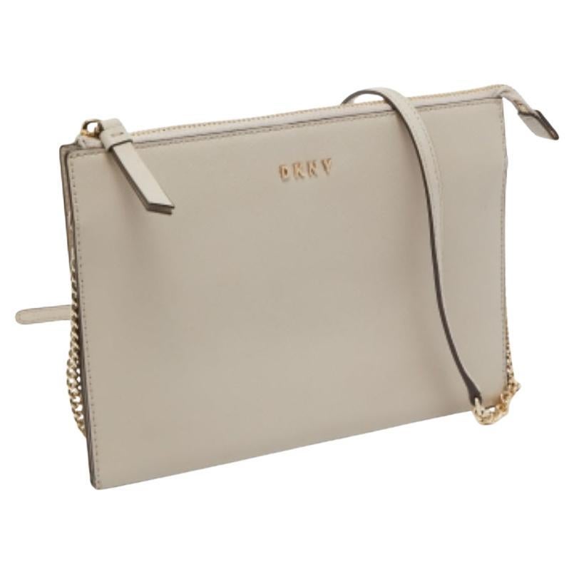 DKNY Borsa a tracolla in pelle beige in vendita