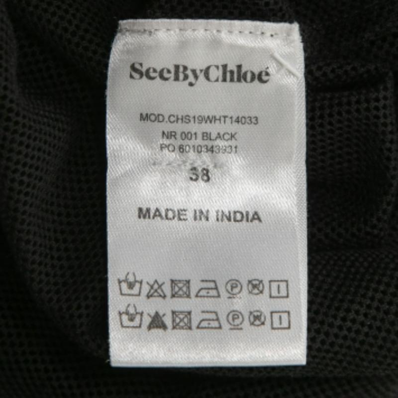 Nero See By Chloe - Top a rete in misto cotone ricamato e increspato M. I. in vendita