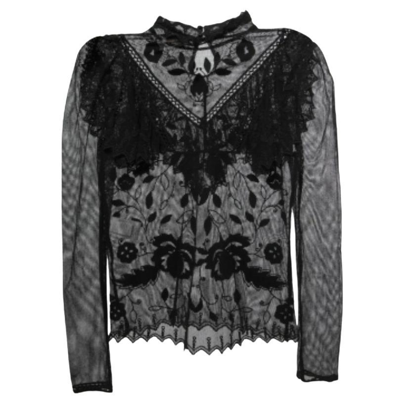 See By Chloe - Top a rete in misto cotone ricamato e increspato M. I. in vendita