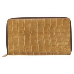 Gianfranco Ferre Portafoglio con zip in pelle di alligatore beige