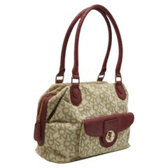 DKNY Borsa tascabile in tela e pelle Monogram Rosso/Beige